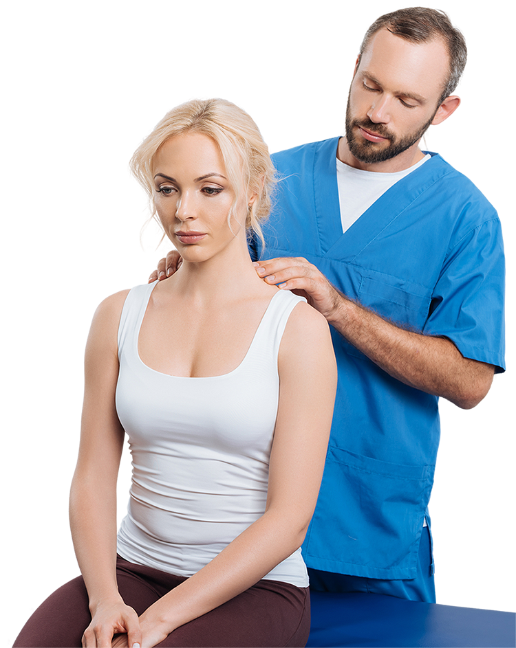 physiotherapist-massaging-womans-shoulders
